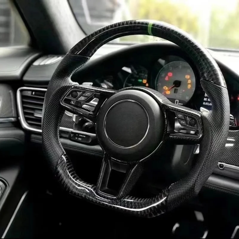 

Car Steering Wheel Carbon Fibe Carbon Fiber leather For Porsche Panamera 4 2017 Car Interior Accessories
