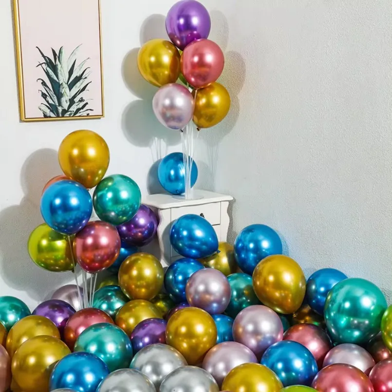 10 Stuks Metalen Latex Ballonnen Kerst Baby Shower Ballonnen Bruiloft Halloween Nieuwjaar Bal Vorm Verjaardagsfeestje Decoraties