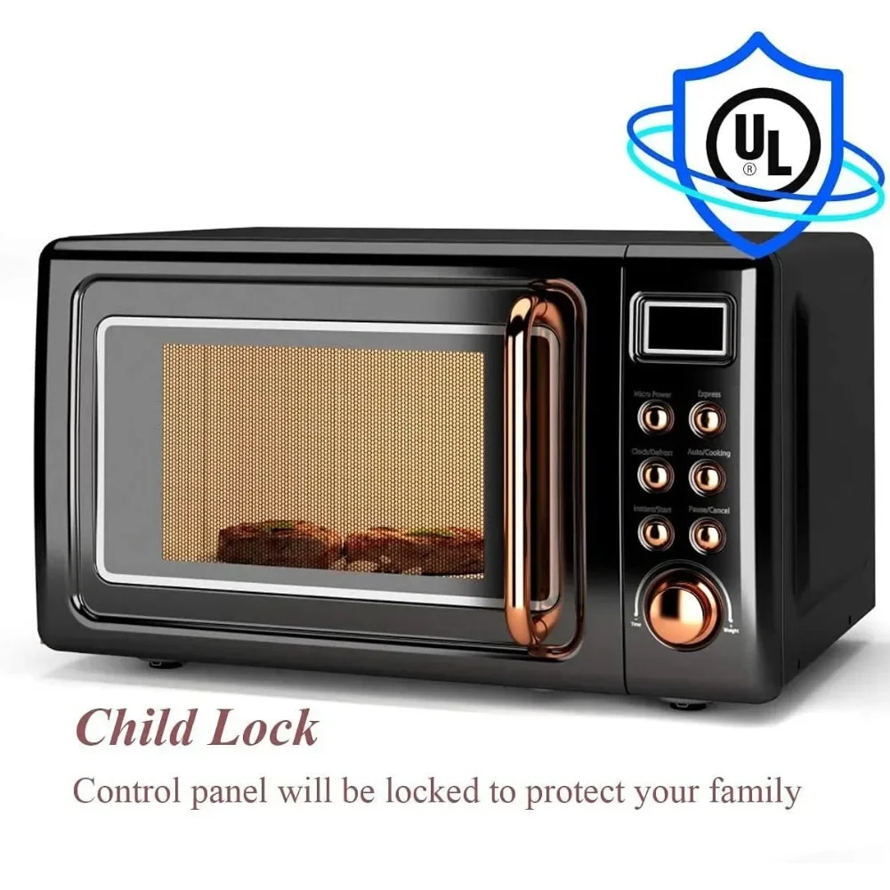 Microwave Oven, 0.7Cu.ft, 700-Watt Countertop Microwave Ovens W/5 Micro Power, Delayed Start Function, LED Display, Child Lock