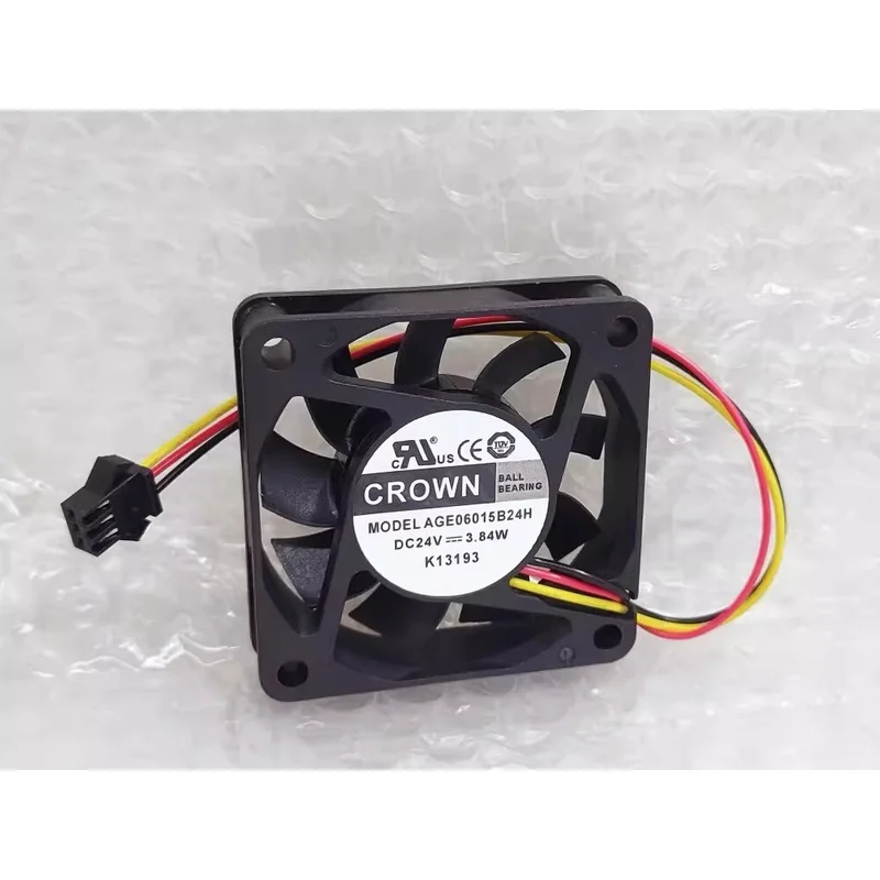 Z   FOR   CROWN AGE06015B24H 6015 DC24V 3.84W 6CM 3-Pin Silent Cooling Fan
