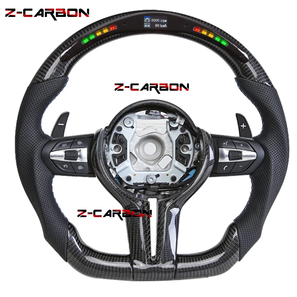 

Carbon Fiber LED Steering Wheel Fit For BMW F10 F11 F06 F12 F13 F02 F03 F90 M5 M6 With Paddle Shifter Carbon Fiber Trim Cover