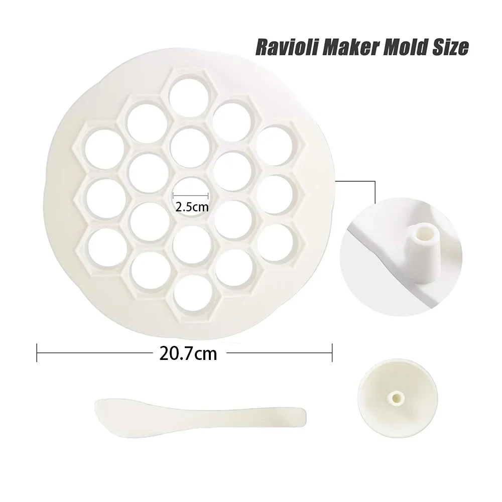 Russian Ravioli Maker Mould 19 Holes  Food Grade Plastic Durable Easy Clean Pelmeni  Pierogi Maker With Stuffing Spoon BPA Free