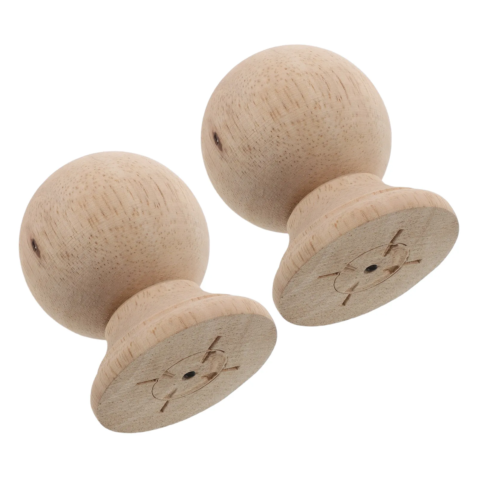 2Pcs Wood Finials Natural Solid Unfinished Bed Post Topper Staircase Railing Curtain Rod End Cap DIY Craft Decorative Fence