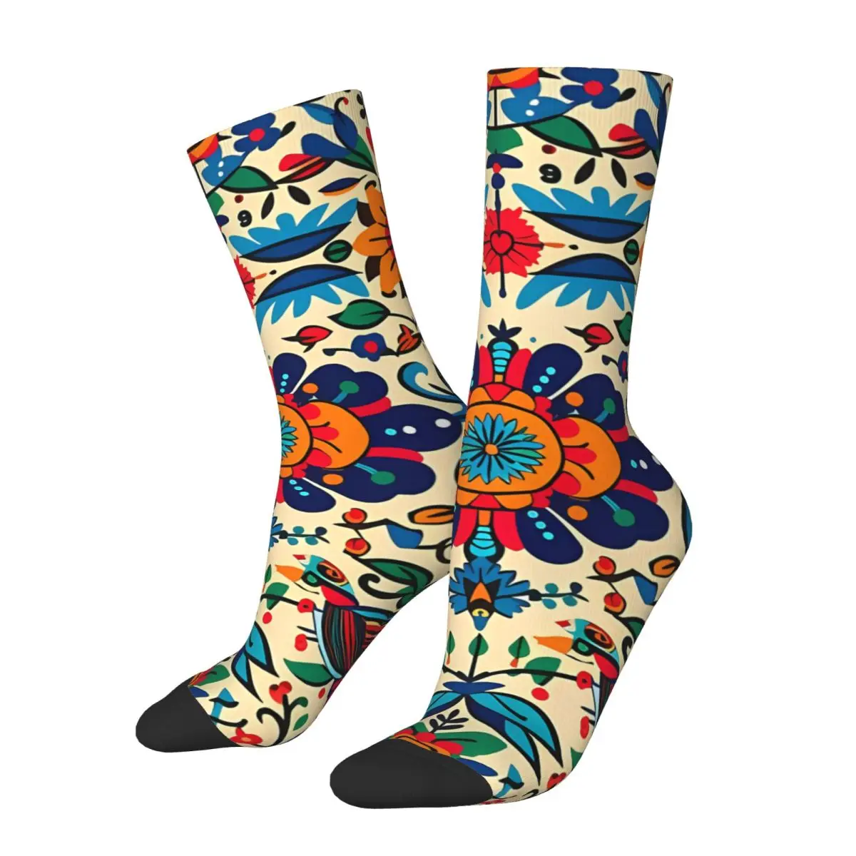 Men's Socks Cultural-Celebration-Sticker Vintage Harajuku Mexican Floral Hip Hop Casual Pattern Crew Crazy Sock Gift Printed