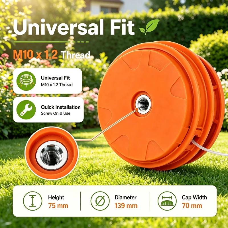 Brush cutter Universal Aluminum Bump Feed Line Trimmer Head Replacement Durable Strimmer Lawn Grass Brush Cutter Tool Accessory