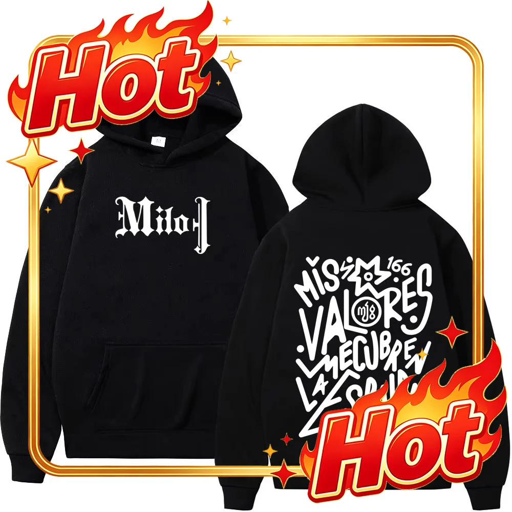 Custom Rapper Milo J Fashion Graphic Hoodies Men Women Vintage Pullover Loose Casual Thick Oversized Gothic Punk Hooded Sweatshi