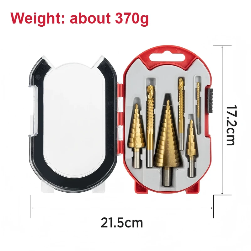 Premium 6-teiliges Titanbeschichtetes Stufenbohrer-Set 3-8/4-12/20/32mm für Metall- und Holzarbeiten, Mehrgrößen-Lochöffner, effizientes Schneiden – Detail 3