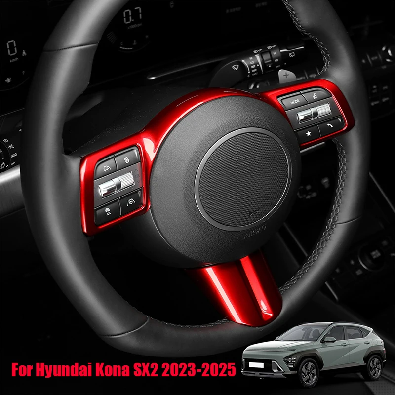 

For Hyundai Kona SX2 2023 2024 2025 Steering wheel decorative frame ABS material exterior modification part