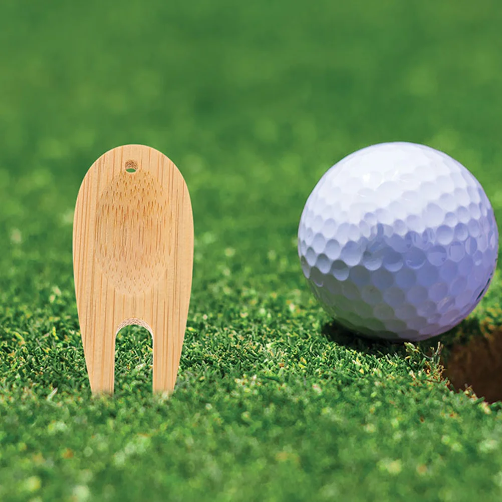 16Pcs Bamboo Golf Divot Tool Multifunctional Golf Fork Portable Pitch Repairer Ball Marker Wooden Tool Accessory