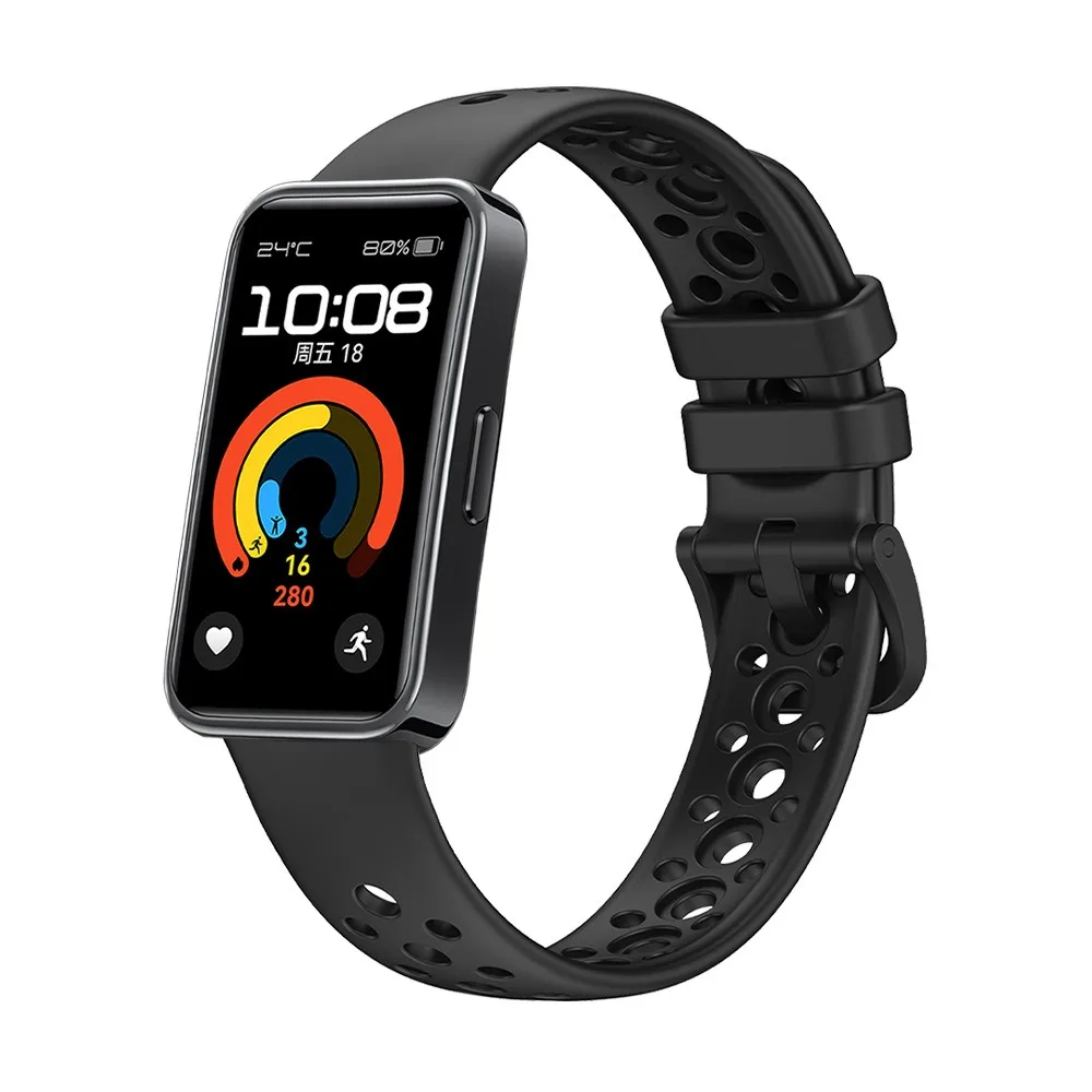 Neues Ersatz Silikon Uhren armband atmungsaktives Mesh Design Armband Schnalle Smart Watch Armband für Huawei Band