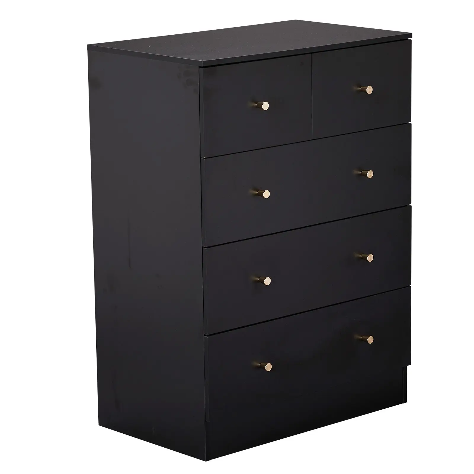 Modern minimalist all-black ribbon textured cabinet, matte gold handle