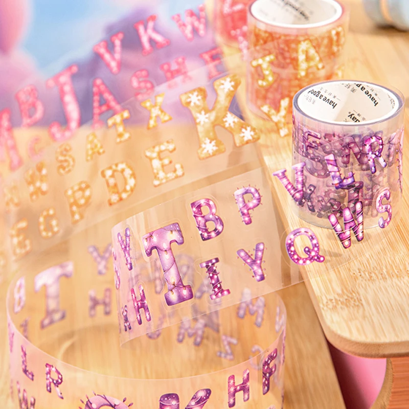 3 ม้วน/ถุงตัวอักษร Land Series สัตว์เลี้ยงกันน้ํา Die-Cut เทปกาวเทป DIY คู่มือปฏิทินโน้ตบุ๊คแว่นตากรอบรูป