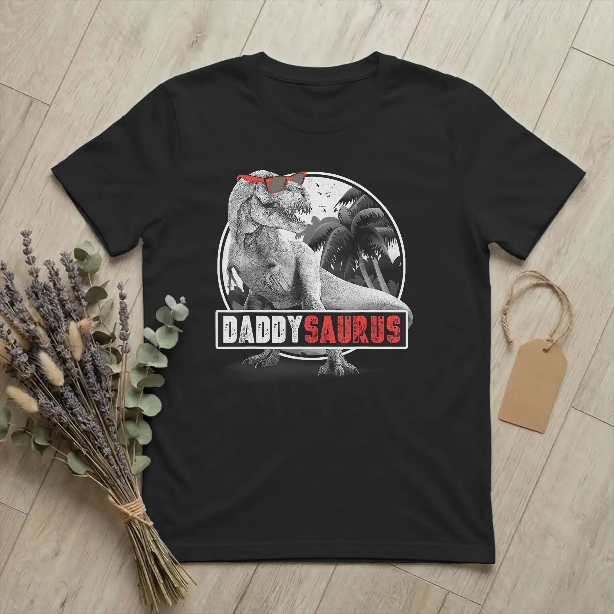 Daddysaurus T Rex Dinosaur Dad Daddy Men T Shirt Fathers Day Funny Tee Short Sleeve O Neck T-Shirts Cotton Plus Size Clothes