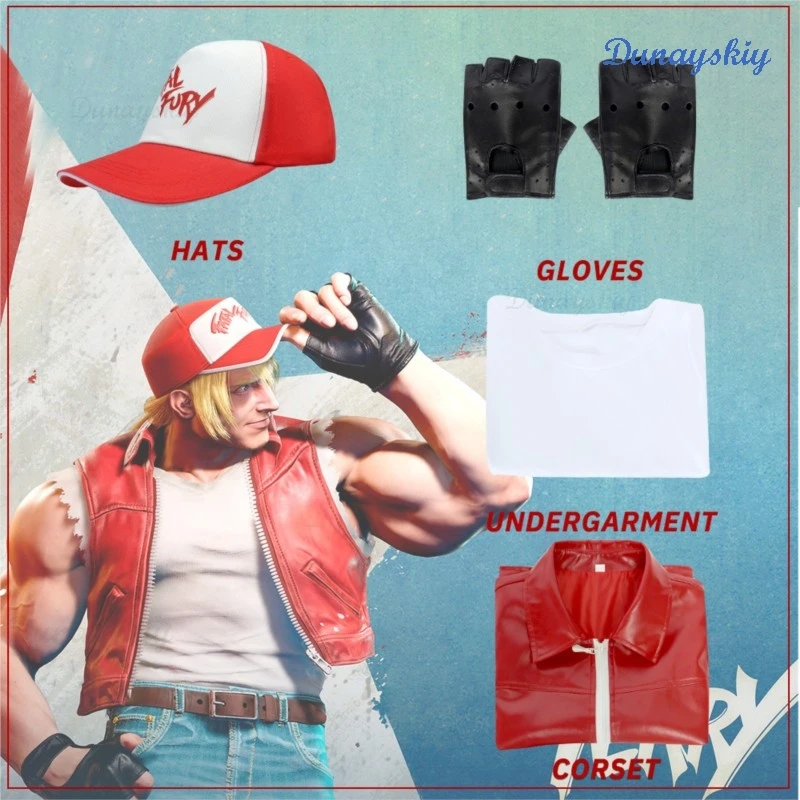 

Игра FATAL FURY Терри Богард KOF Косплей Костюм Король Ролевая игра Истребитель Вест Жилет Хэллоуин Мужская одежда