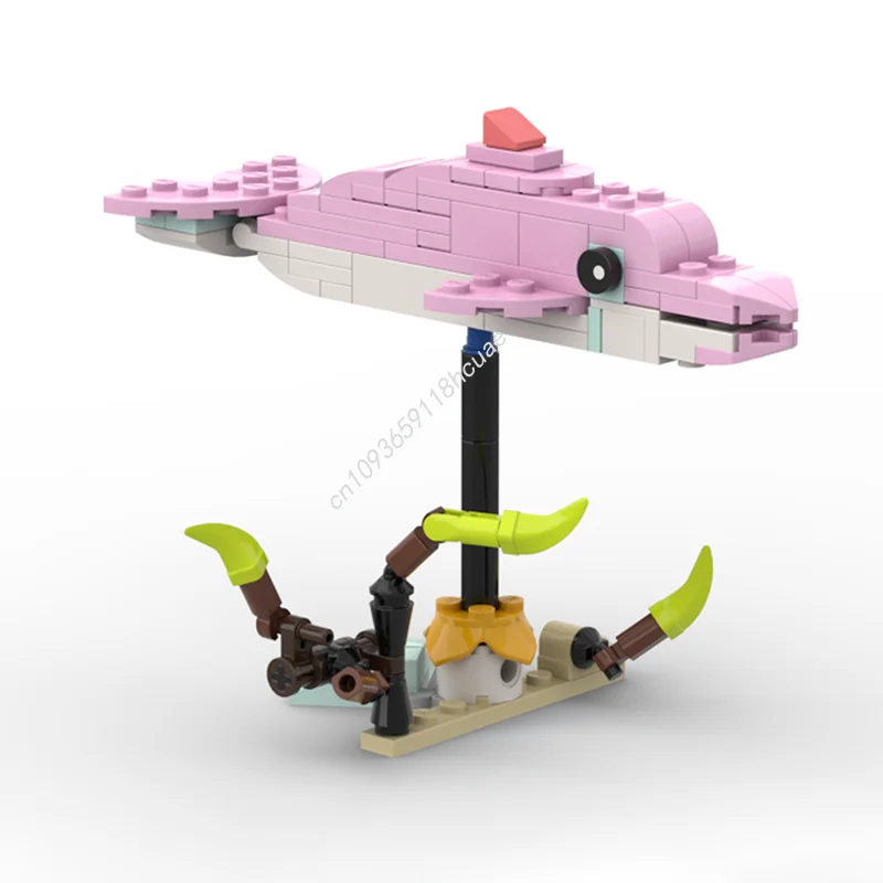 

98 шт. MOC розовый дельфин Нань модель строительные блоки дети день рождения творческое образование архитектурные игрушки сборка рождественские подарки