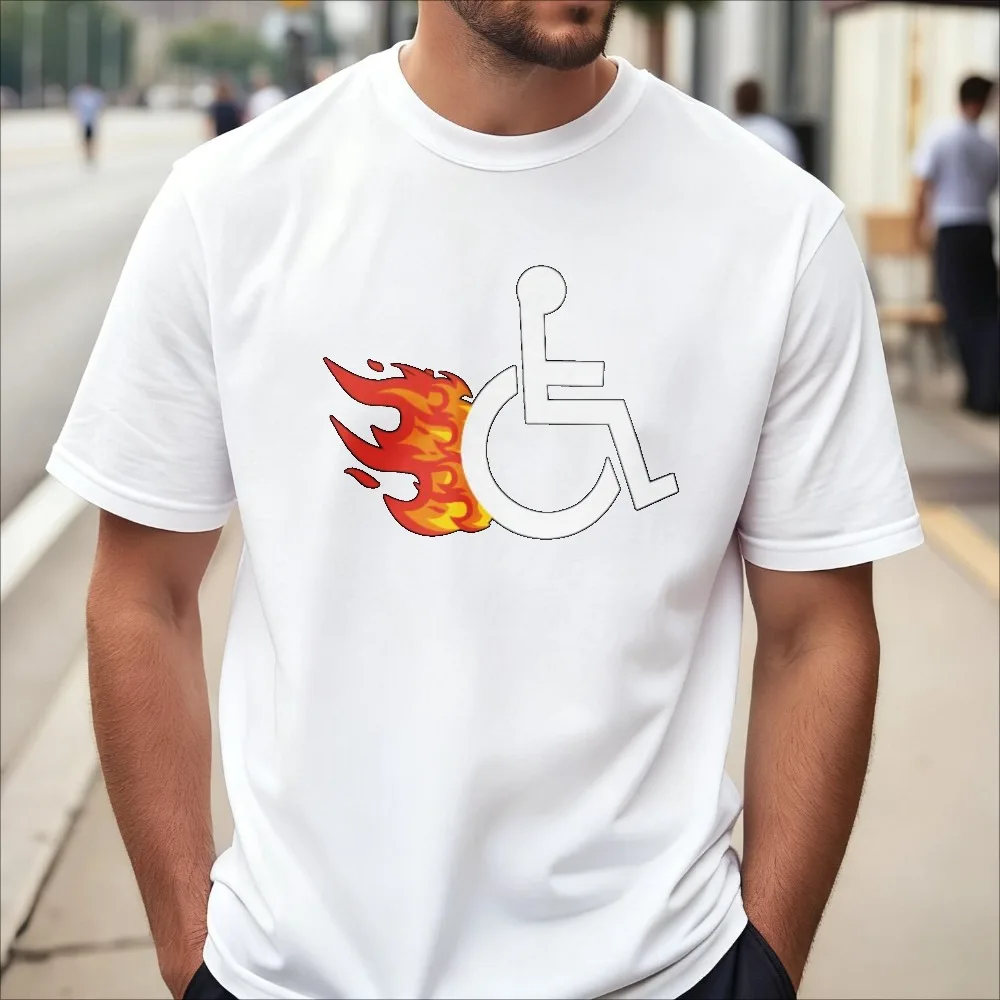 Humor Wheelchair Disability Joke Meme Printed Tshirt Casual Fashion Loose Harajuku Summer Short Sleeve Comfort Man Women Tees