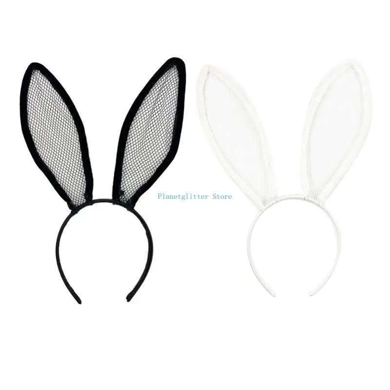 652B Bunny Ears Hoofdband Easter Rabbit Ears Leuke mode cosplay kostuumaccessoires voor volwassenen één zwart of wit