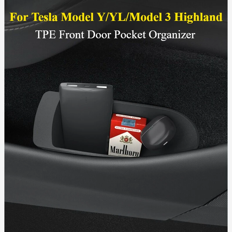 

Для Tesla Model Y/YL/Model 3 Highland: 2 шт. органайзеров для передних дверных карманов из TPE - боковые ящики для хранения