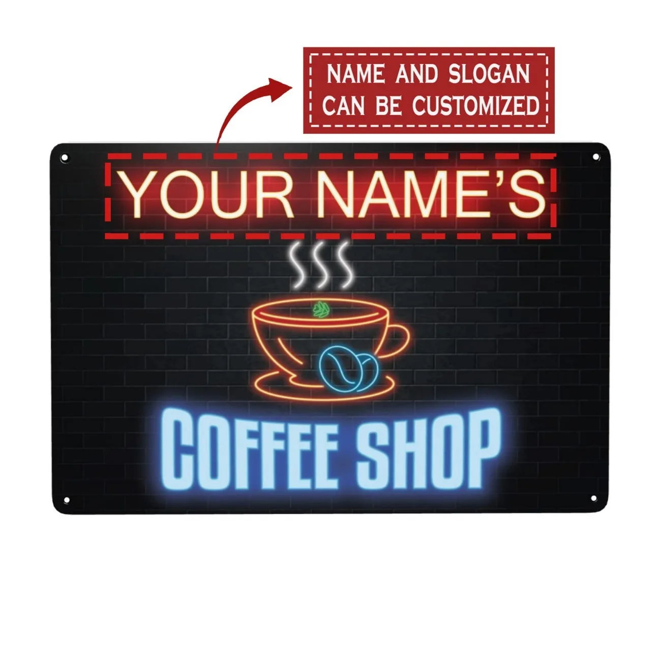 Personalisiertes, individuelles Metallschild für Café und Wanddekoration (nur für die Dekoration)