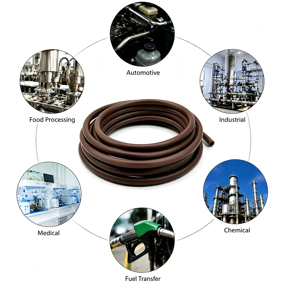 5/2/1M Brown FKM Tube ID2~14mm Anti aging/ozone/construction machinery hydraulic oil pipeline delivery hose