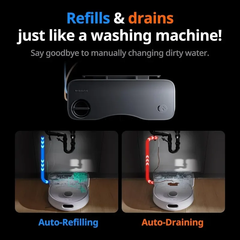 SwitchBot S10 Robot Vacuum and Mop with Dual Stations, Self Draining and Self Refilling, Auto Mop Washing/Drying, Liftable Mop