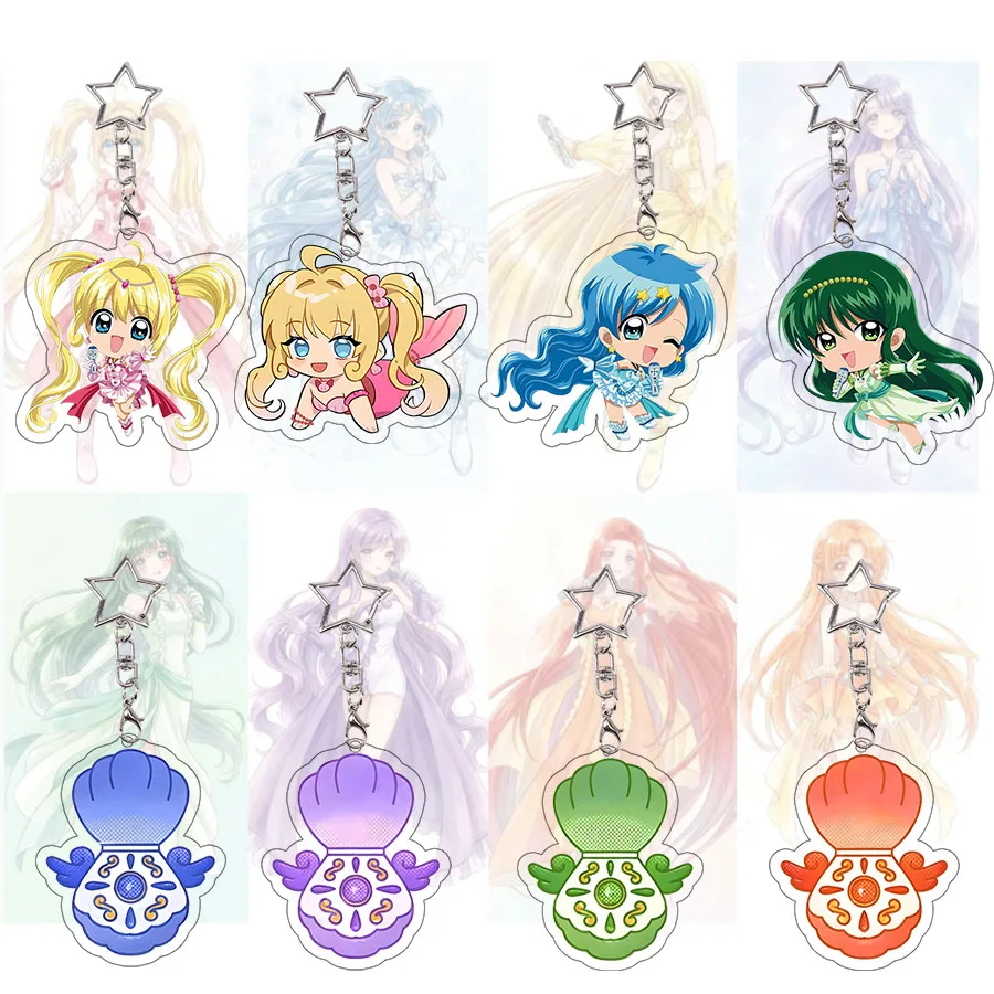 Llavero Acrílico de Mermaid Melody Pichi Pichi Pitch, Llavero de Rina Toin, Colgante Kawaii para Bolsa de Lucia Nanami Hanon Hosho, Regalo de Cumpleaños