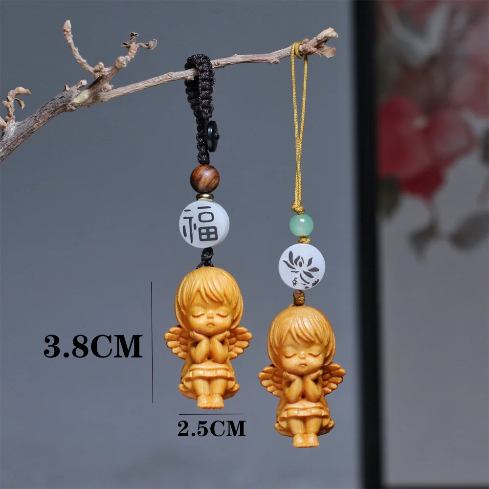 

Wood Carving Angel Home Decorations Handmade Wood Product Keychain Gifts Sculptures Figurines Miniature Ornaments Statue