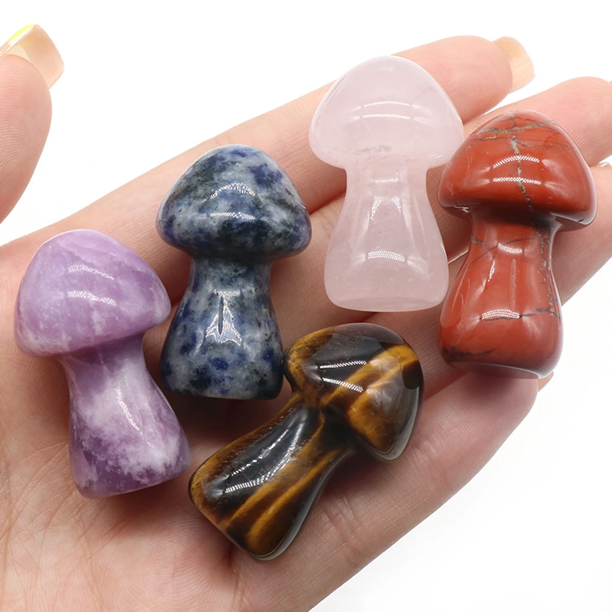 

1pc Wholesale Natural Gemstone Crystal Amethyst Quartz Carved Mushroom Shape Reiki Plant Mini Home Decoration Christmas Gift