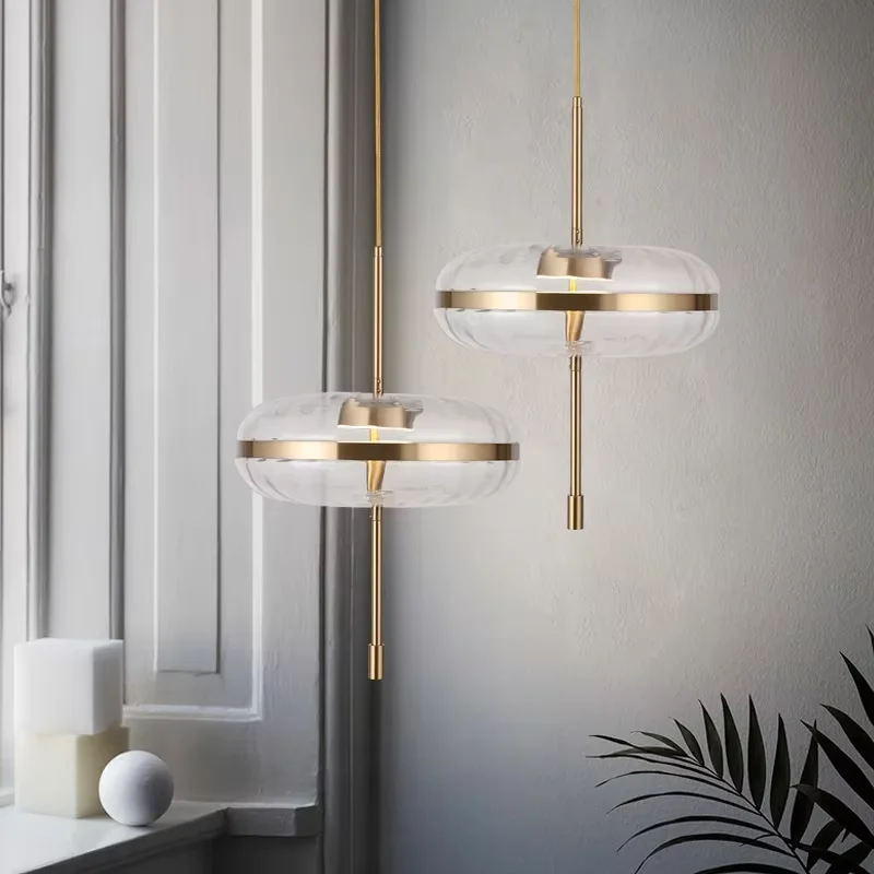 Modern Minimalist Pendant Light Nordic Replica Water Ripple Clear Glass Light Living Dining Room Study Bedroom Bar Hanging Lamp