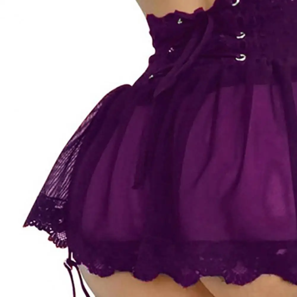 

Garter Belt Skirt Adjustable Four-breasted Bandage Perspective Lace Garter Skirt Sexy Lingerie Mesh Skirts For Valentine's Day