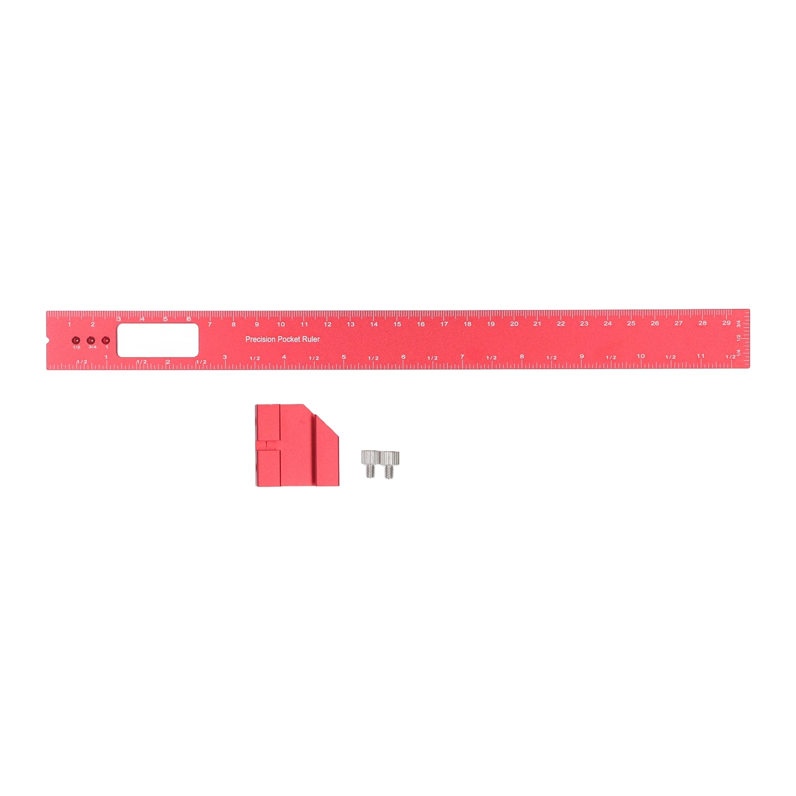 Woodworking Pocket Ruler 12 Inch Aluminium Alloy Accurate Slide Stop Marking Ruler for DIY