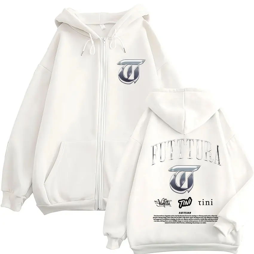 ألبوم جولة Fectura TINI STOESSEL 2025 جديد قلنسوة بسحاب موضة Harajuku زمم بلوزات Y2K سترة صوف عالية الجودة هوديي #2