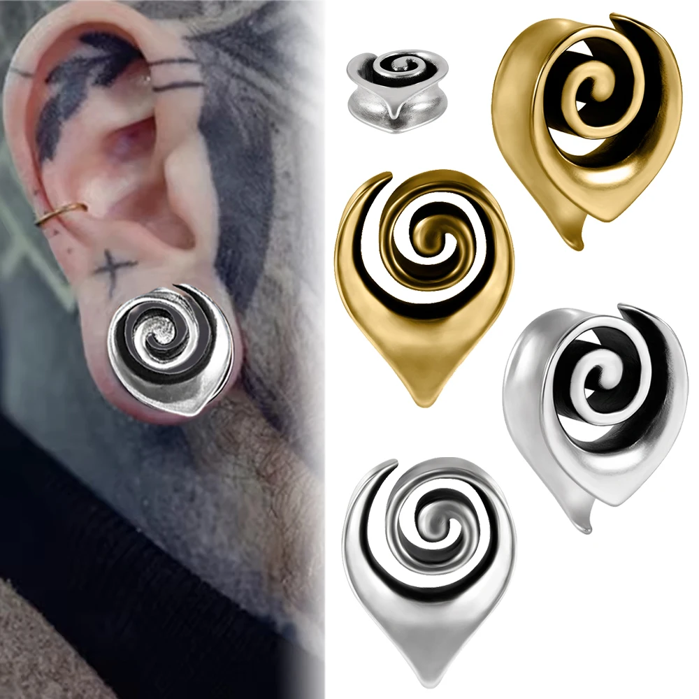 1-2PCS Vintage Sipiral Waterdrop Ear Tunnels&Plugs Expander Weight Ear Gauges Stretchers Earring Copper Piercing Body Jewelry