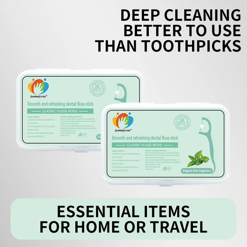 50Pcs Boxed Colorful Floss Picks, Disposable Dental Floss, Mint & Strawberry Flavors, Fruit-Flavored Toothpick Alternative.