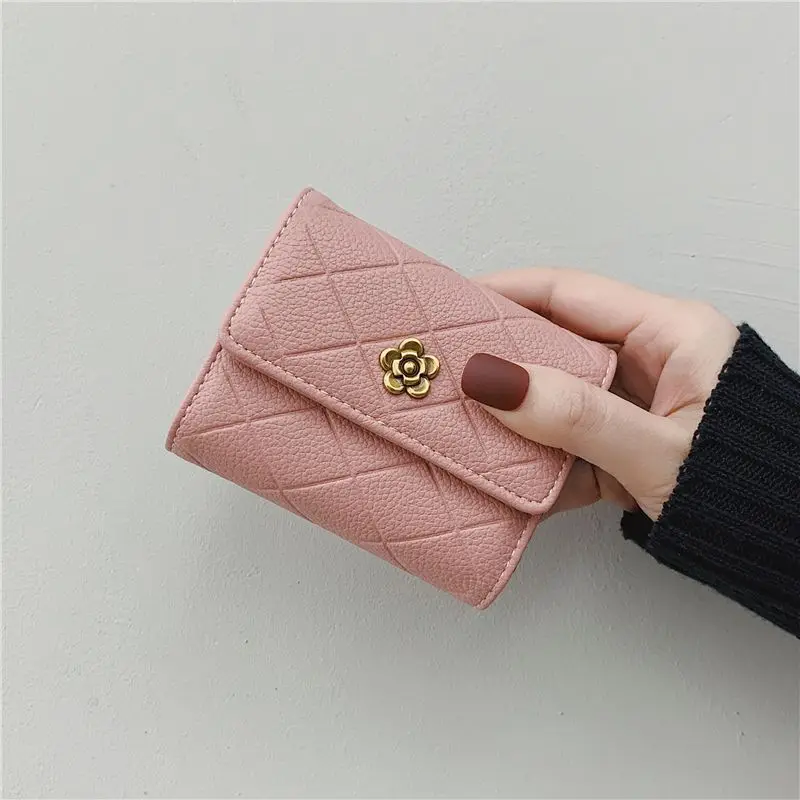 Cartera corta de cuero para mujer, monedero pequeño de marca de lujo, bolso para tarjetas, monedero de embrague, billetera con Clip para dinero