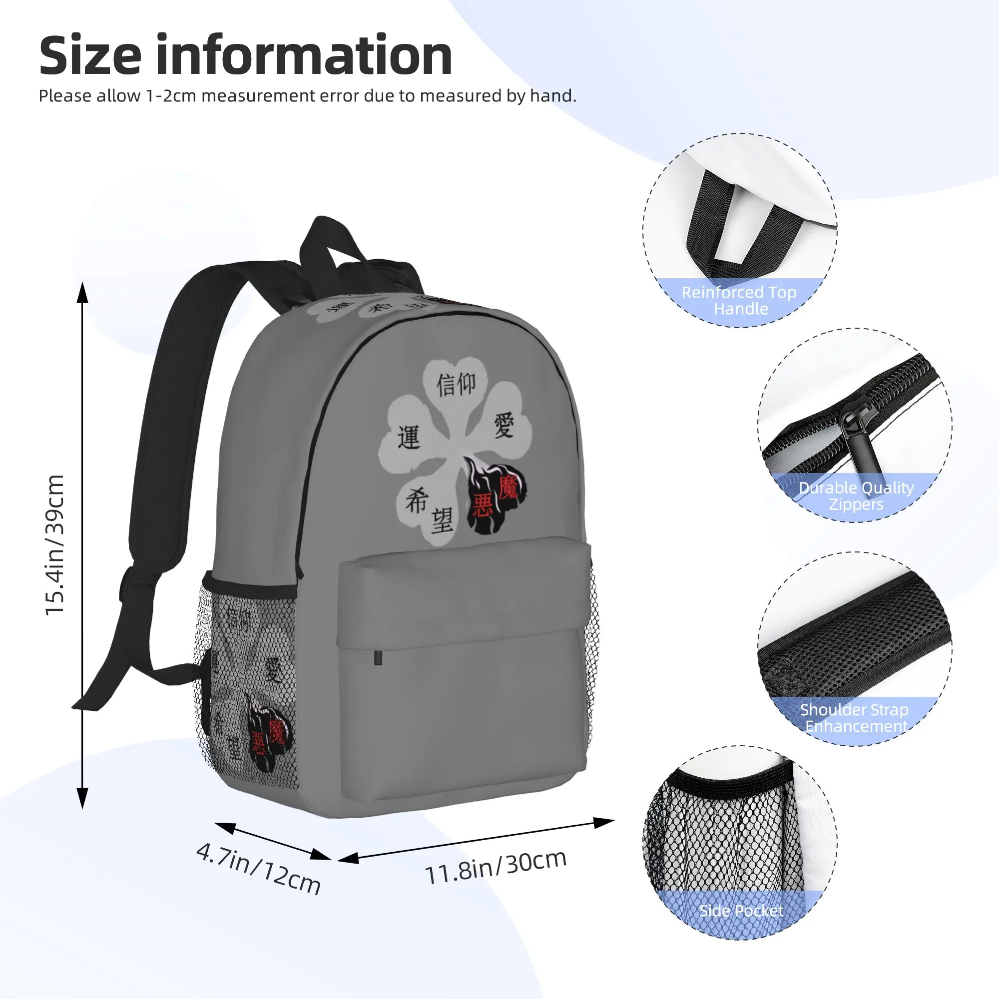 Black clover the five leaves Backpack Hot Sale Daypack Large Capacity Boys Girls BookBag Shoulder Bags for Men Women School Bag