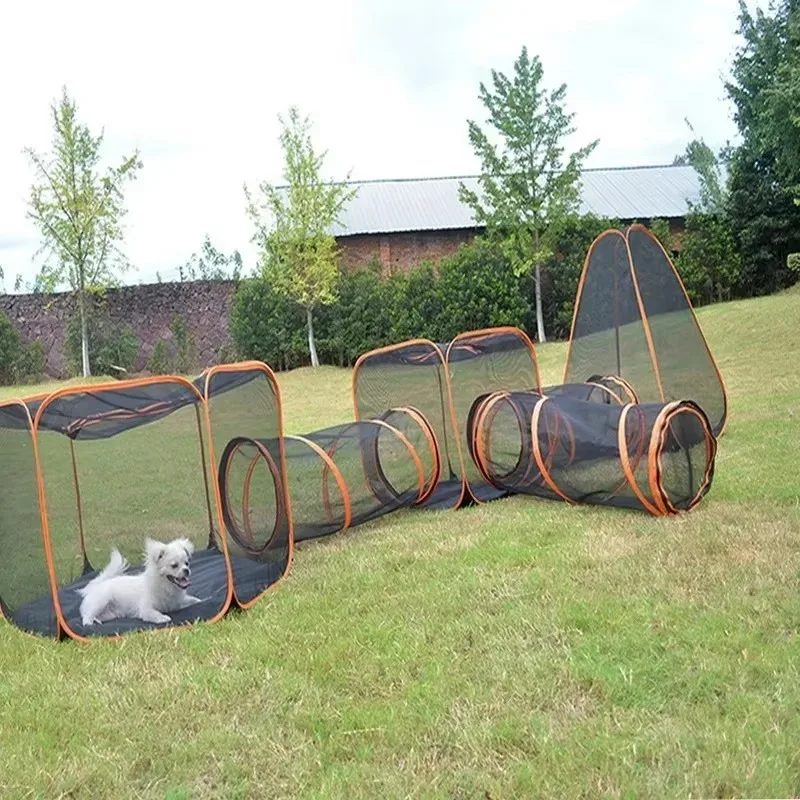 Furstar6-in-1 Portable Outdoor Pet Tame Cage Tunnels Houses Portable Foldable Kit For Cats Dogs Enclosure Play Tent Pen Pet Prod