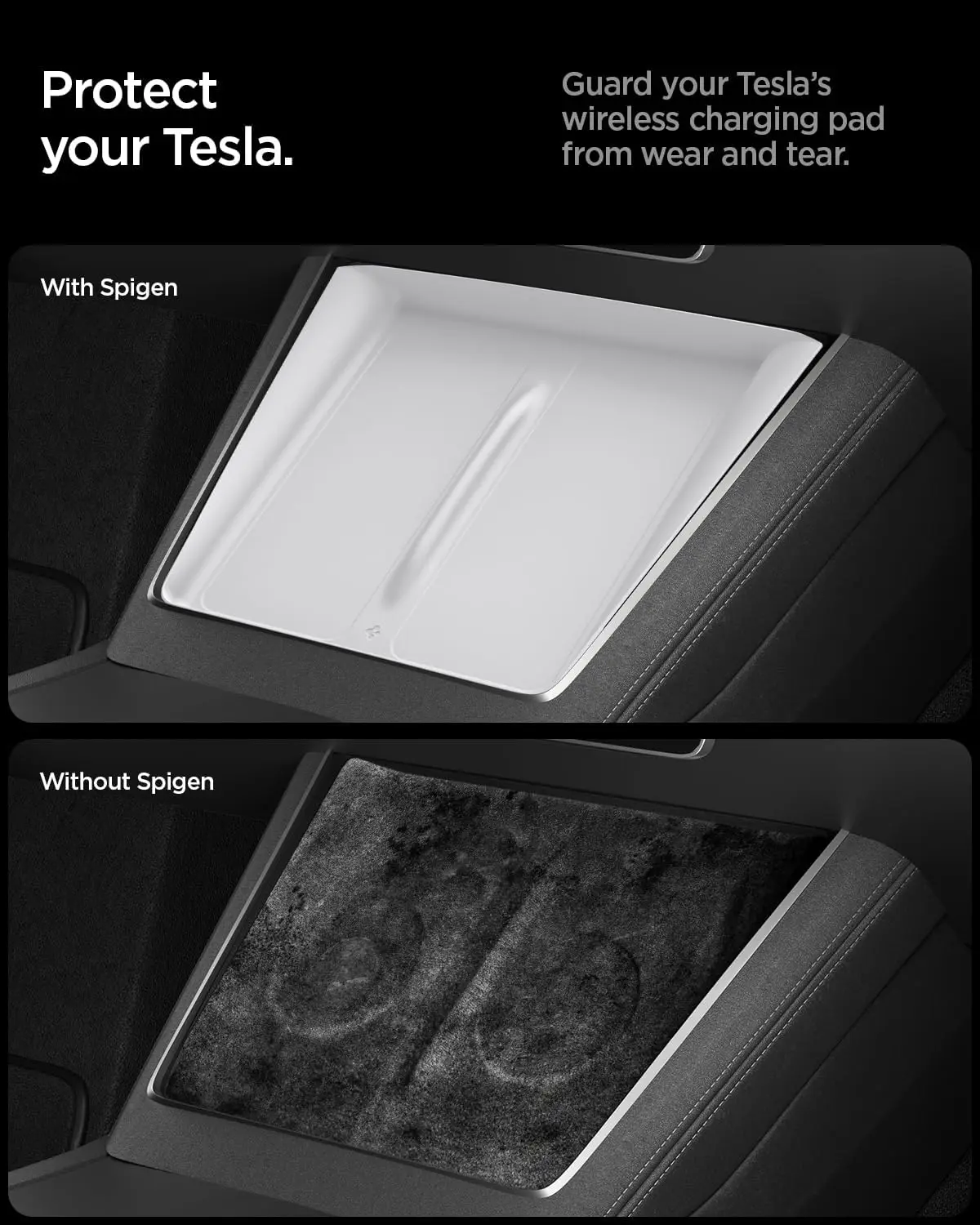 Ultradünne kabellose Ladestation [Freie Ladefläche] Schützende Silikonmatte für Tesla Model Y/YL Juniper Model 3 – Detail 1