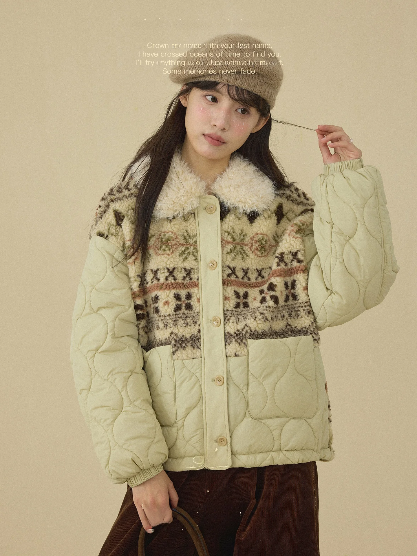 

Новая женская зимняя стеганая фланелевая куртка в клетку из хлопка в стиле ретро с круглым вырезом и застежкой-молнией