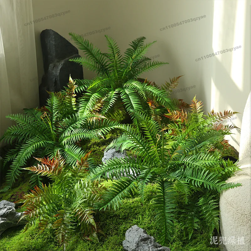 10pcs Simulated Persian Fern Bundle Store Decoration Landscaping Anchovy Simulated Flower Green Leaf Flower