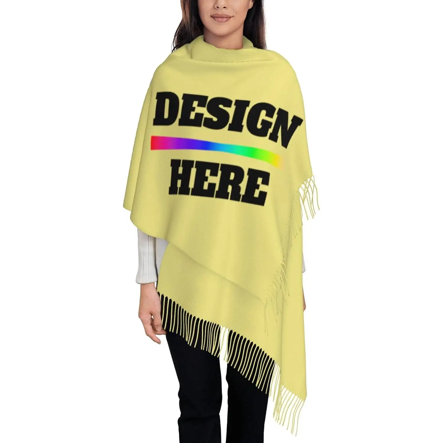 

Персонализированный шарф с кисточками на заказ, супер мягкий кашемировый дышащий шарф премиум-класса унисекс для женщин и мужчин