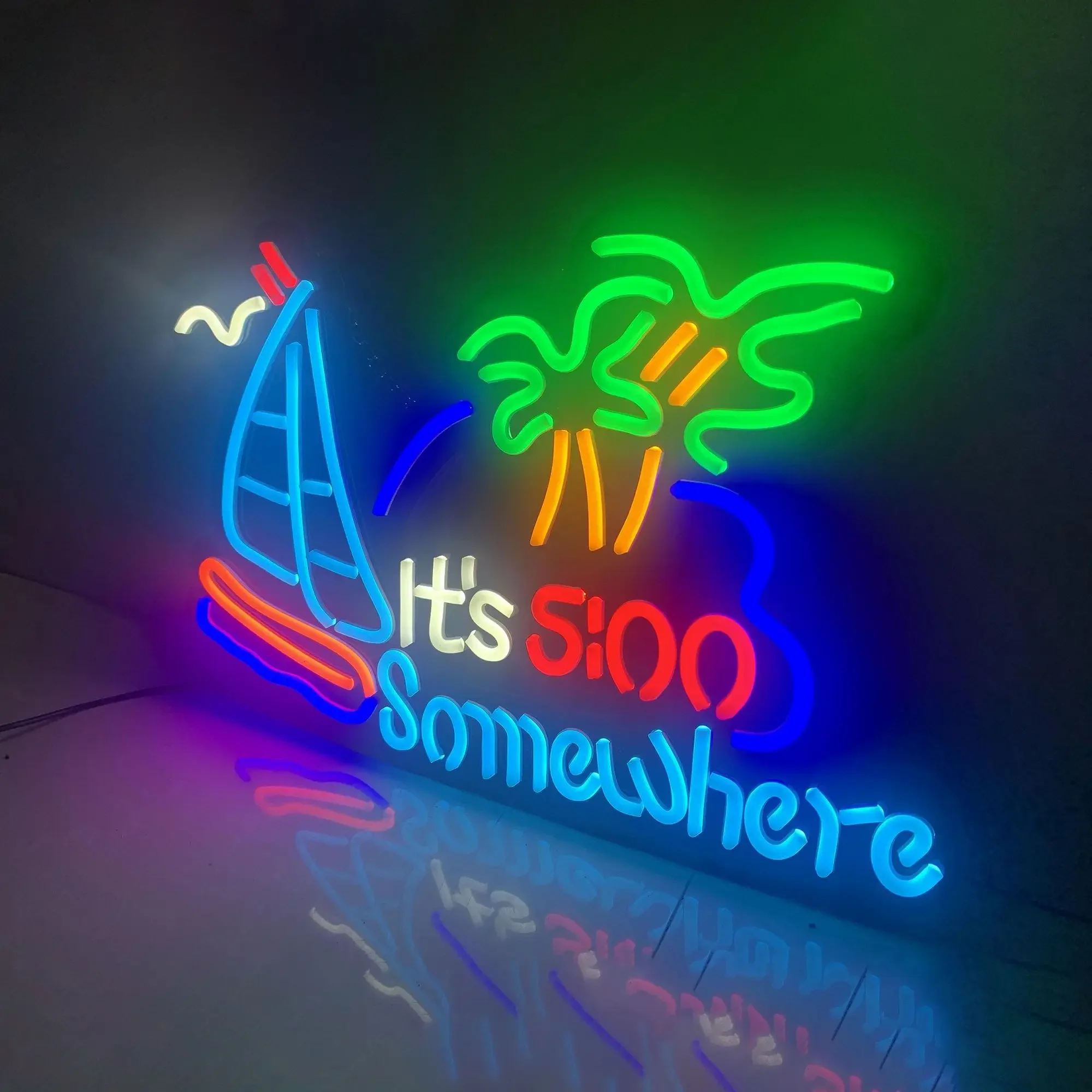 È 5:00 Da qualche parte Insegna luminosa al neon USB dimmerabile LED Insegna al neon Decorazione da parete per uomo Cave Camera da letto Soggiorno Regali per feste