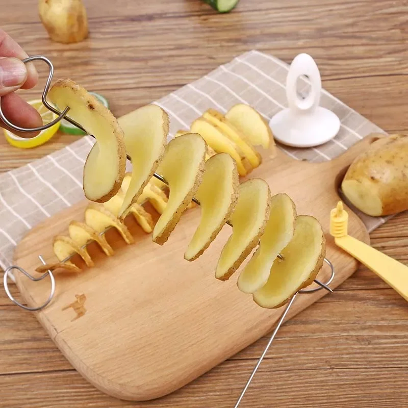 3 String Rotate Potato Slicer Spiral Potato Slice Cutter Twisted Vegetable Tools Stainless DIY Manual Creative Kitchen Gadgets