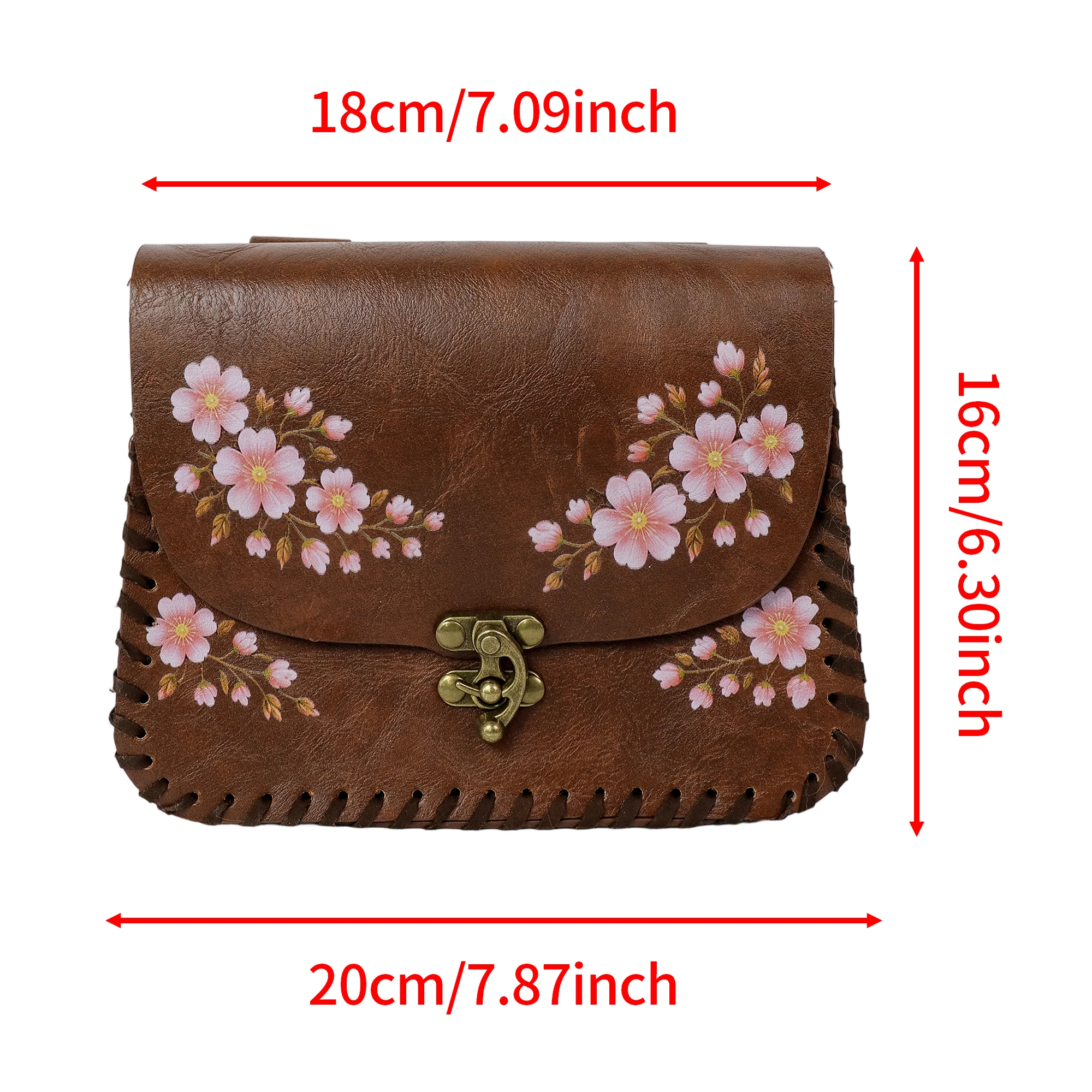 Spring Cherry Blossom Faux Leather Belt Bag Adjustable Strap, DND Dice Pouch, Ethnic Photoshoot & Camping Medieval Cosplay Waist