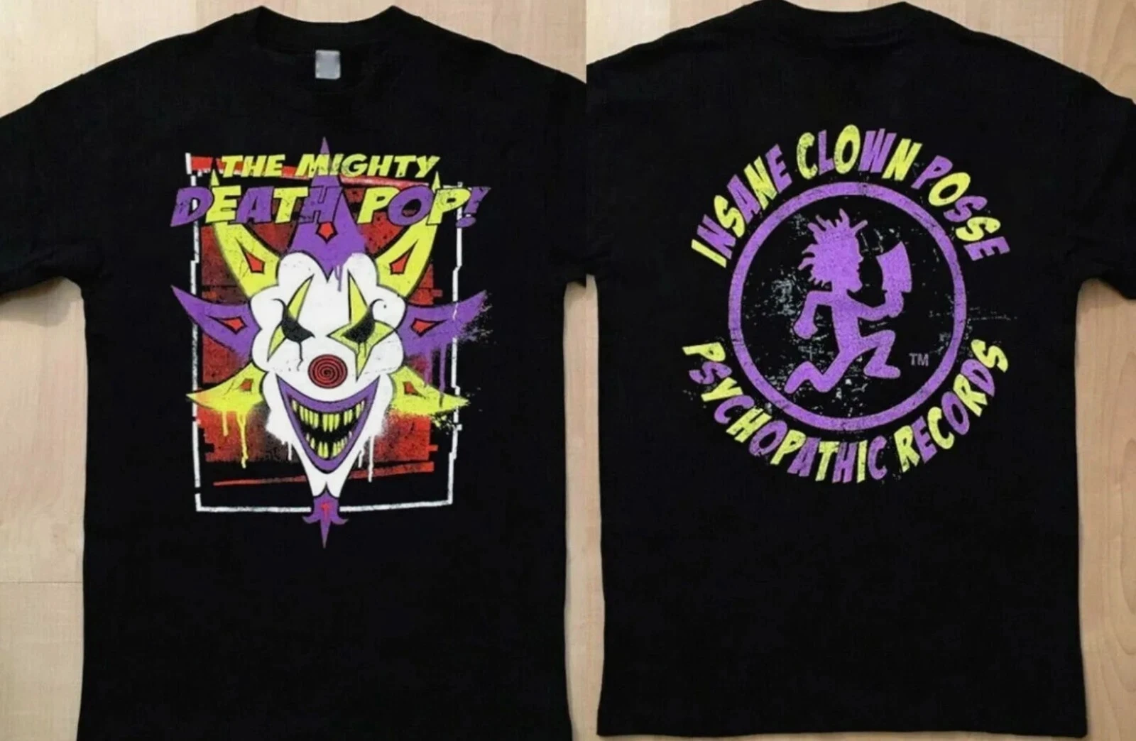 

Винтажная черная футболка Insane Clown Posse The Mighty Death Pop, двусторонняя футболка для фанатов, футболка американской певицы, мужская и женская с короткими рукавами