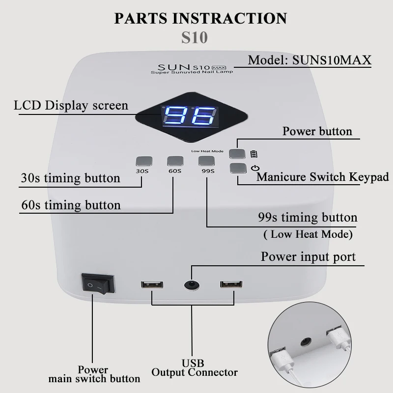 مصباح أظافر LED لاسلكي 30 قابل لإعادة الشحن للأشعة فوق البنفسجية مع مستشعر تلقائي ومؤقت لمعدات مصباح LED لعلاج طلاء الأظافر #2