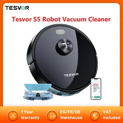 Tesvor s5 Staubsauger roboter 3000pa Saug-Lidar-Navigation 2600mAh Batterie 180 Minuten Laufzeit Wischen Kehr-App-Steuerung