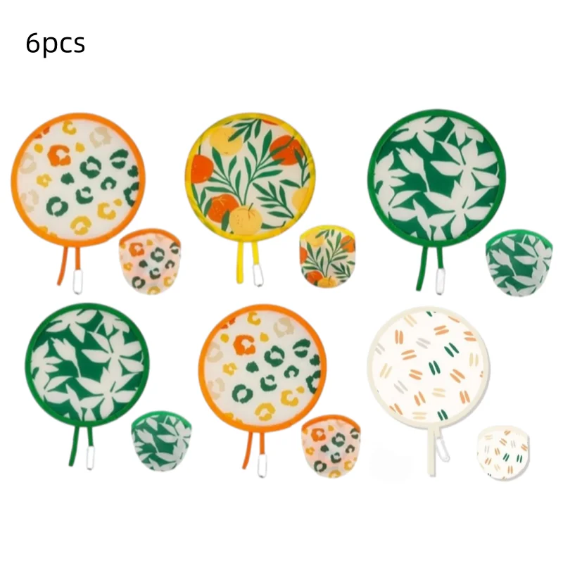 6-teiliges Set aus faltbaren runden Handfächer und Flying Discs - Tragbares Sommergeschenk für Outdoor-Partys, Strand, Hochzeit, Reisen, Festivals, Unisex – Detail 10