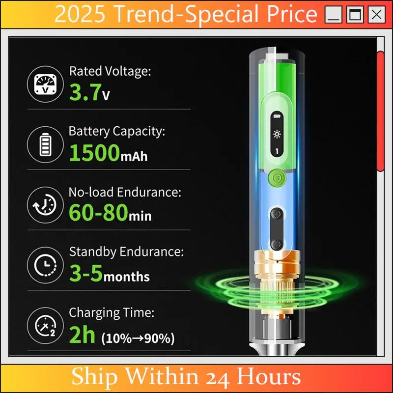 

A61Z Deals Cordless Screwdriver,Compatible With1/4In And 4Mm Hex Bits,4 Torque Levels,3 Lighting Modes,1500Mah Rechargeable Batt