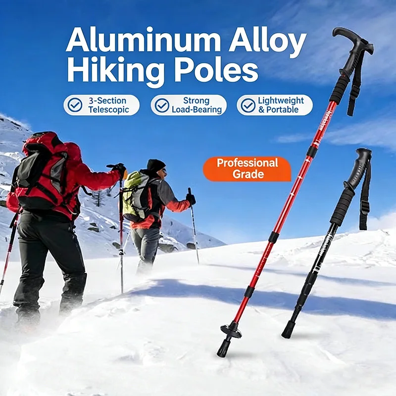 1 Stück Trekkingstöcke zum Wandern – leichter T-Griff aus Aluminiumlegierung und verstellbare Länge, perfekt zum Bergsteigen